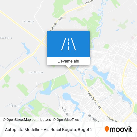 Mapa de Autopista Medellin - Vía Rosal Bogotá