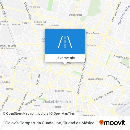 Mapa de Ciclovía Compartida Guadalupe