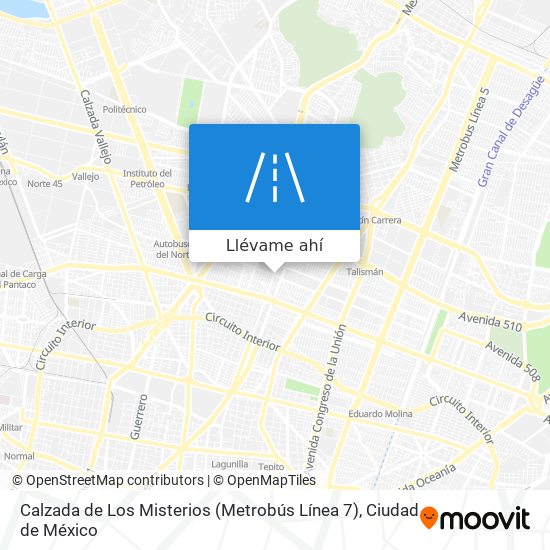 Mapa de Calzada de Los Misterios (Metrobús Línea 7)