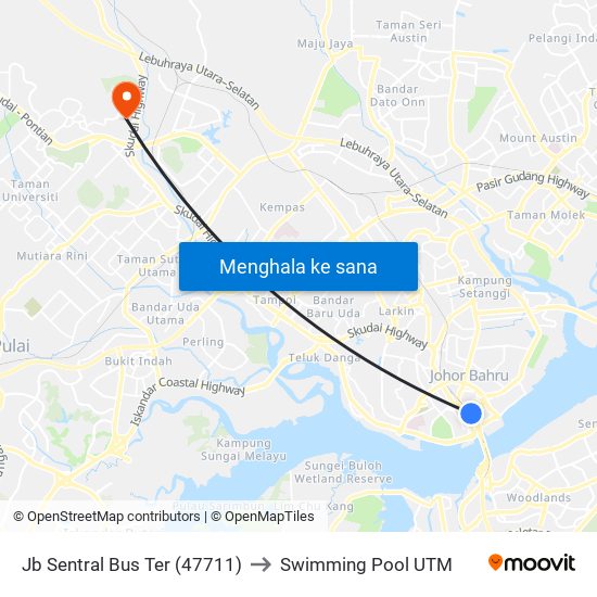 Jb Sentral Bus Ter (47711) to Swimming Pool UTM map