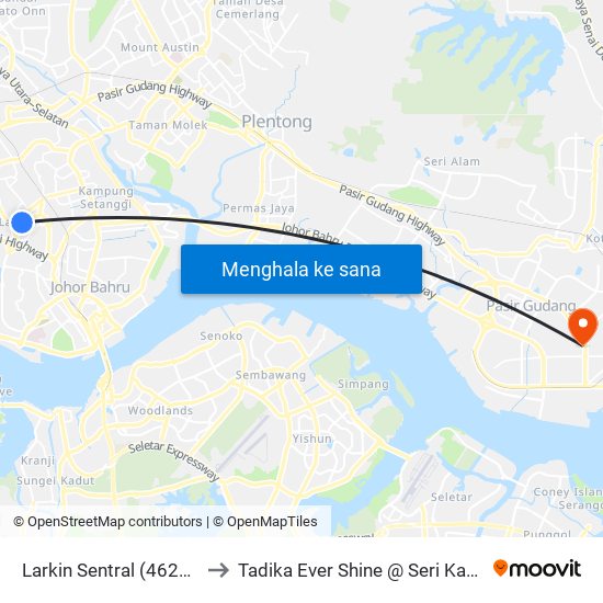 Larkin Terminal to Tadika Ever Shine @ Seri Kancil map