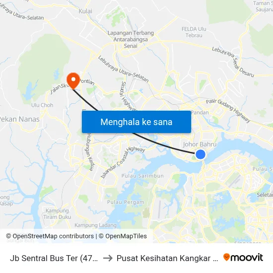 Jb Sentral Bus Ter (47711) to Pusat Kesihatan Kangkar Pulai map