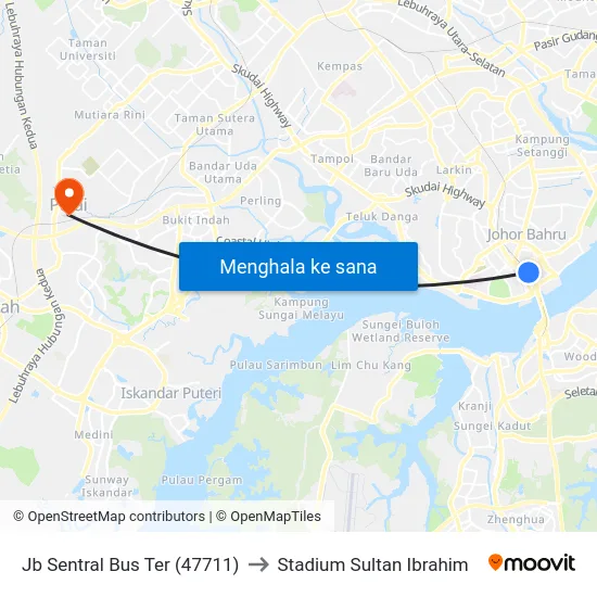 Jb Sentral Bus Ter (47711) to Stadium Sultan Ibrahim map