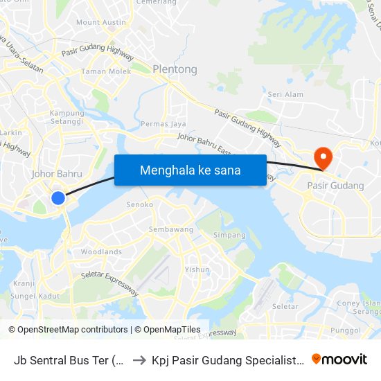 Jb Sentral Bus Ter (47711) to Kpj Pasir Gudang Specialist Hospital map