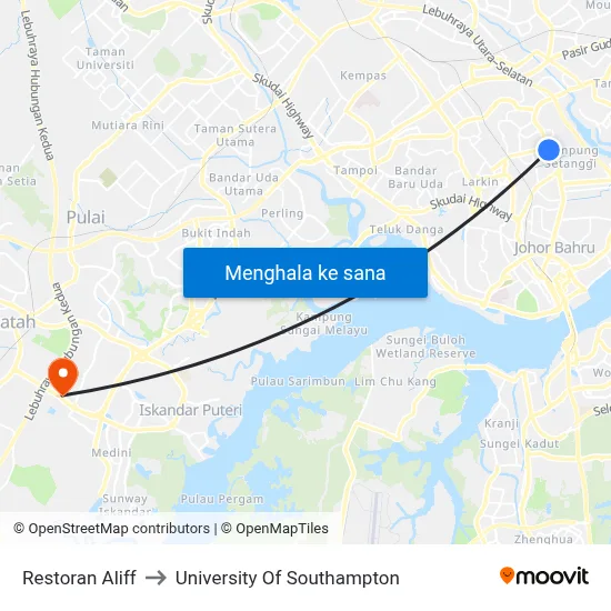 Restoran Aliff to University Of Southampton map