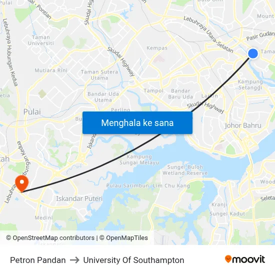 Petron Pandan to University Of Southampton map