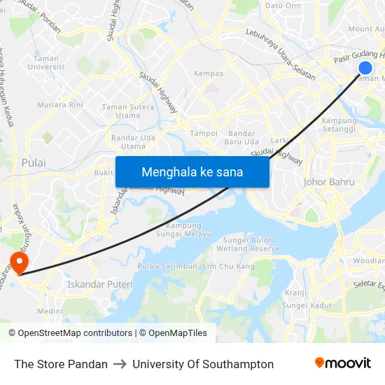 The Store Pandan to University Of Southampton map