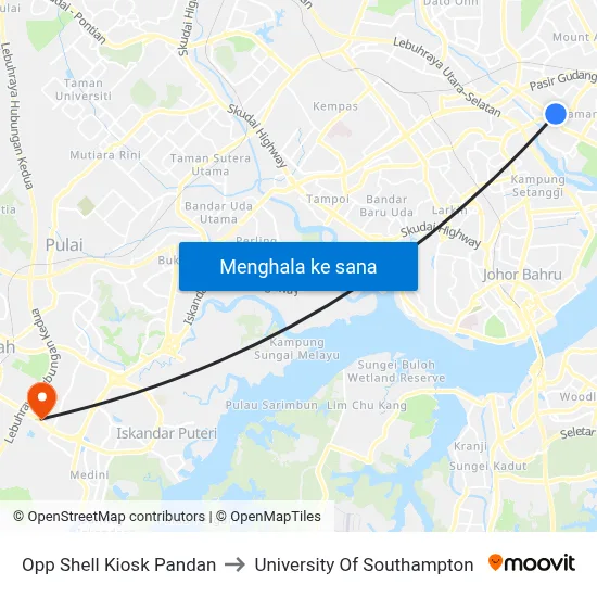 Opp Shell Kiosk Pandan to University Of Southampton map