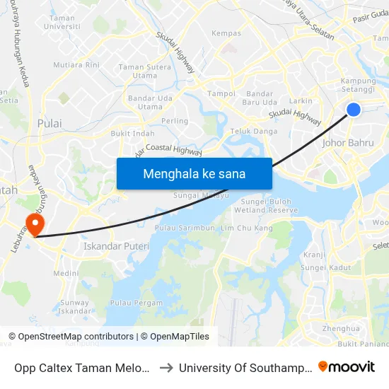 Opp Caltex Taman Melodies to University Of Southampton map