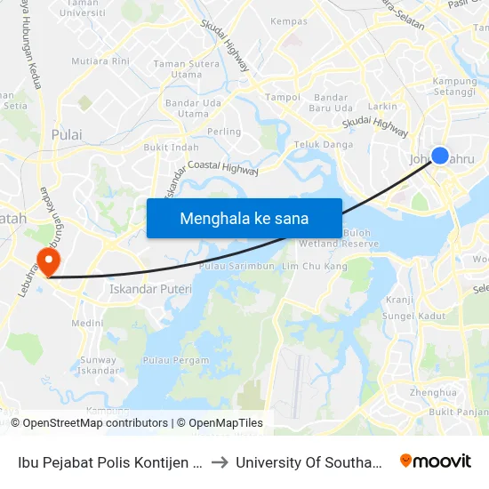 Ibu Pejabat Polis Kontijen Johor to University Of Southampton map