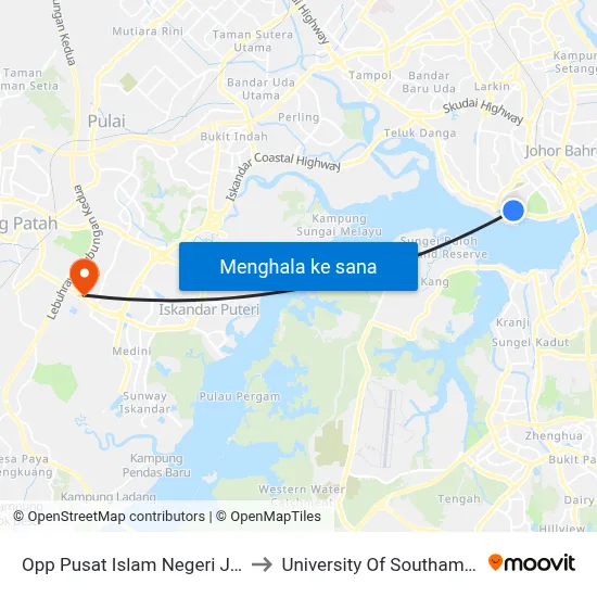 Opp Pusat Islam Negeri Johor to University Of Southampton map