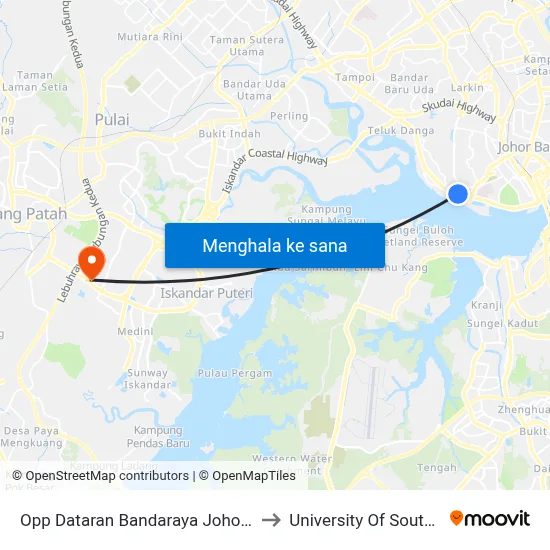 Opp Dataran Bandaraya Johor Bahru / Sri to University Of Southampton map