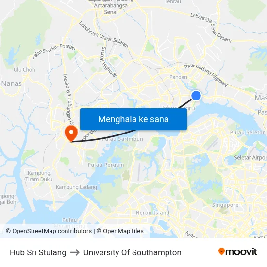 Hub Sri Stulang to University Of Southampton map