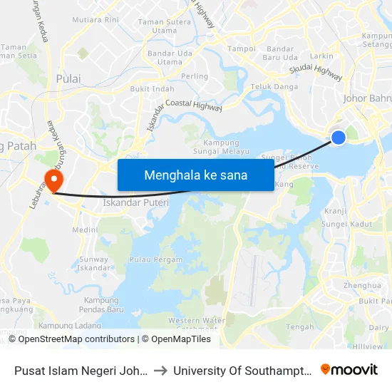 Pusat Islam Negeri Johor to University Of Southampton map