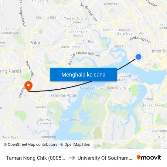 Taman Nong Chik (0005495) to University Of Southampton map