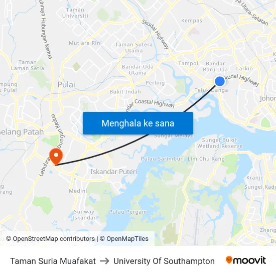 Taman Suria Muafakat to University Of Southampton map