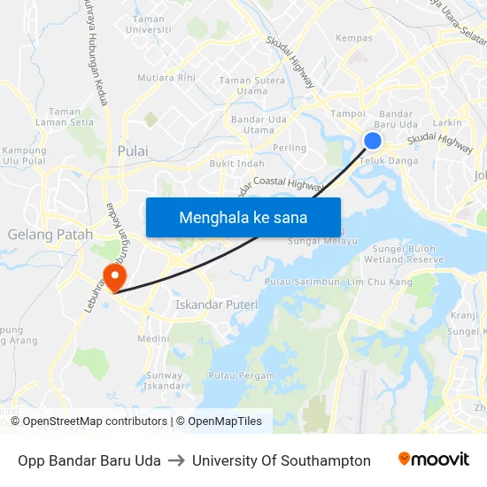 Opp Bandar Baru Uda to University Of Southampton map