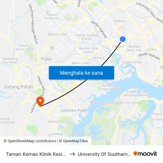 Taman Kemas Klinik Kesihatan to University Of Southampton map