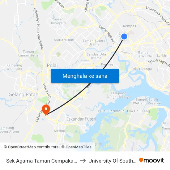 Sek Agama Taman Cempaka (0007660) to University Of Southampton map
