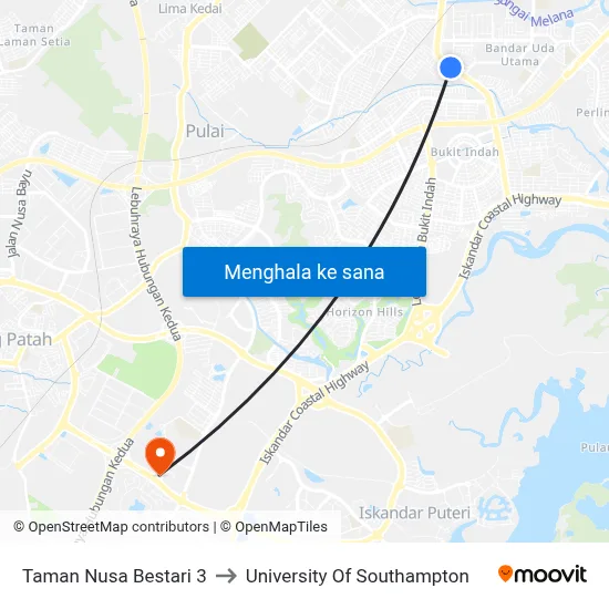 Taman Nusa Bestari 3 to University Of Southampton map