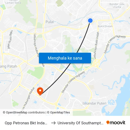 Opp Petronas Bkt Indah 1 to University Of Southampton map