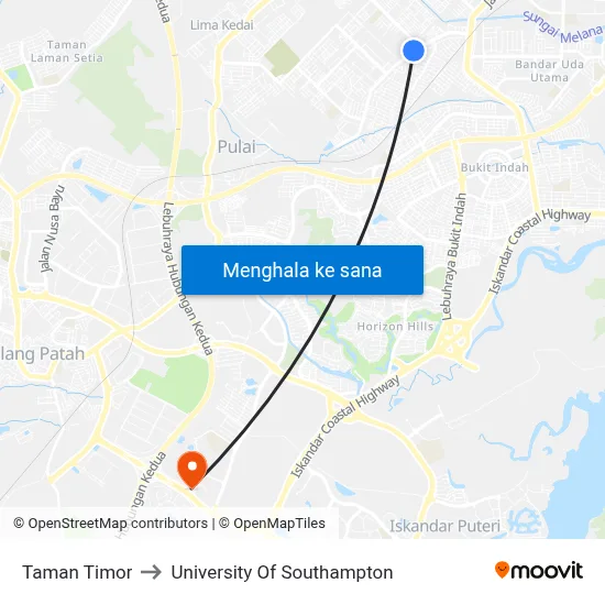 Taman Timor to University Of Southampton map