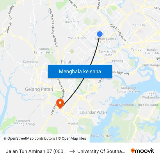 Jalan Tun Aminah 07 (0006538) to University Of Southampton map