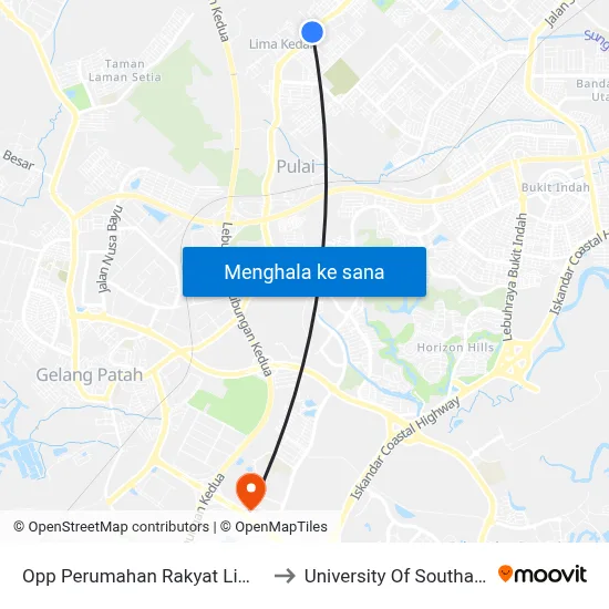 Opp Perumahan Rakyat Lima Kedai to University Of Southampton map