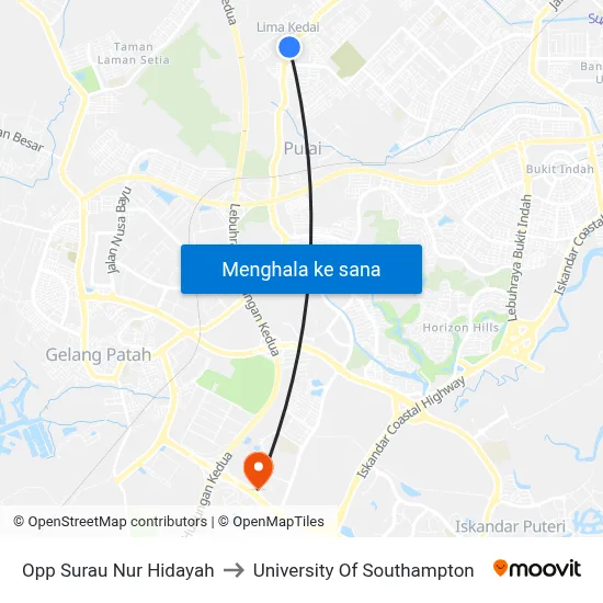 Opp Surau Nur Hidayah to University Of Southampton map