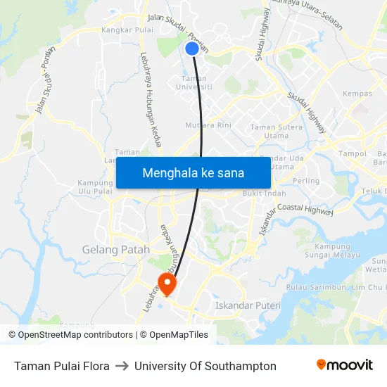 Taman Pulai Flora to University Of Southampton map