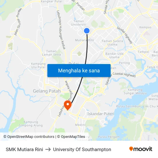 SMK Mutiara Rini to University Of Southampton map