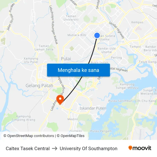Caltex Tasek Central to University Of Southampton map