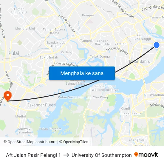 Aft Jalan Pasir Pelangi 1 to University Of Southampton map