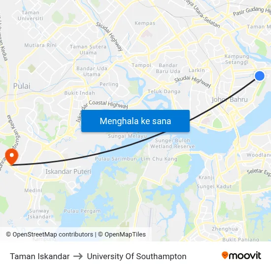 Taman Iskandar to University Of Southampton map