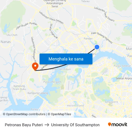 Petronas Bayu Puteri to University Of Southampton map