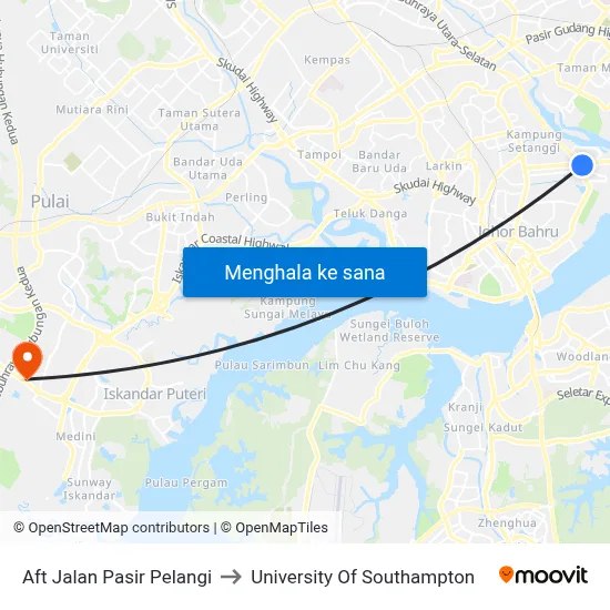 Aft Jalan Pasir Pelangi to University Of Southampton map