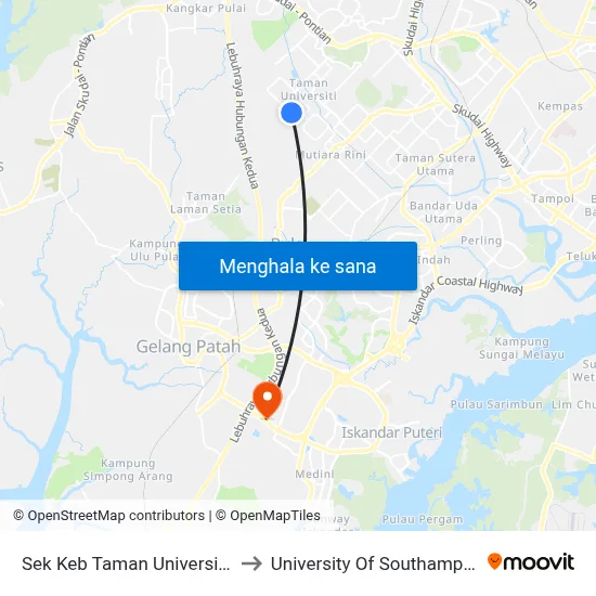 Sek Keb Taman Universiti 3 to University Of Southampton map