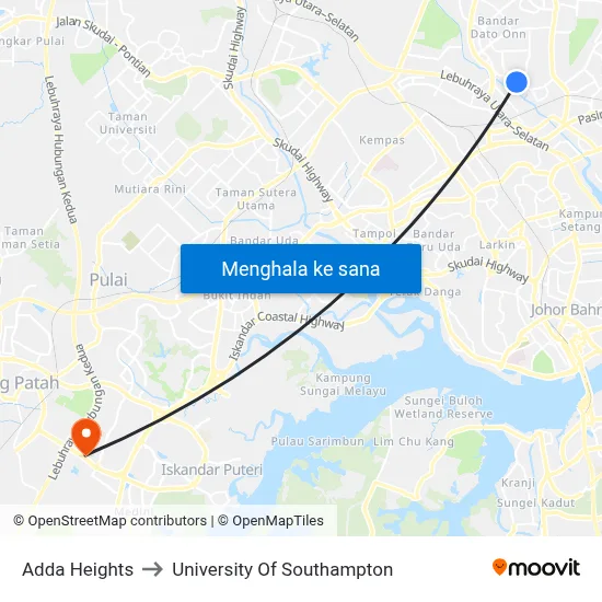 Adda Heights to University Of Southampton map