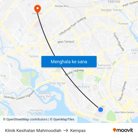 Klinik Kesihatan Mahmoodiah to Kempas map