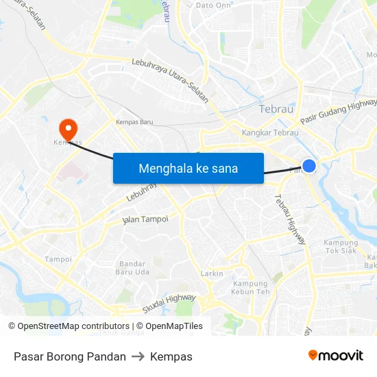Pasar Borong Pandan to Kempas map