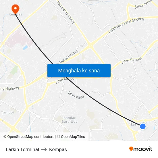 Larkin Terminal to Kempas map