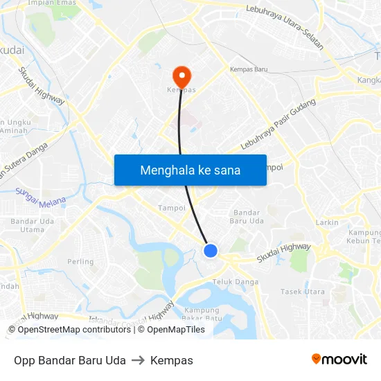 Opp Bandar Baru Uda to Kempas map