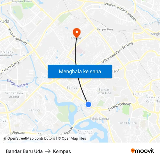 Bandar Baru Uda to Kempas map