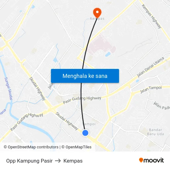 Opp Kampung Pasir to Kempas map