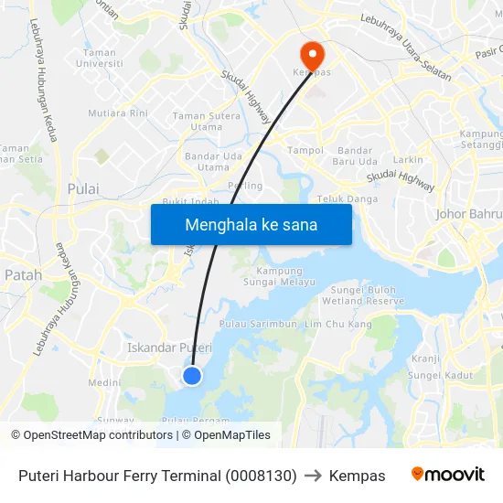 Puteri Harbour Ferry Terminal (0008130) to Kempas map