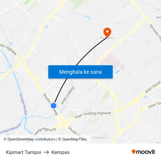 Kipmart Tampoi to Kempas map