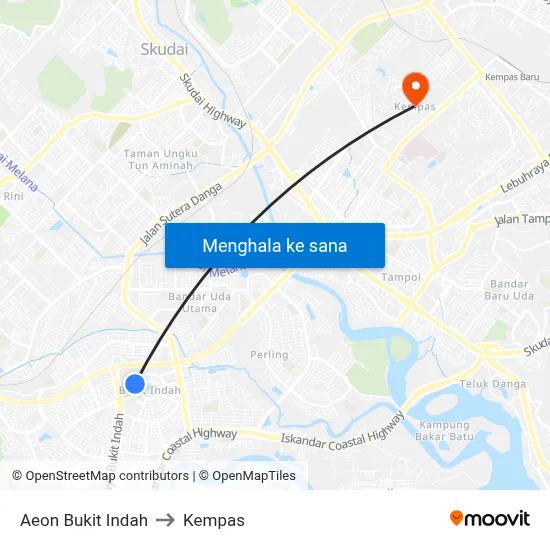 Aeon Bukit Indah to Kempas map