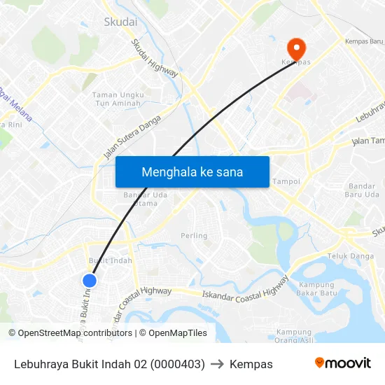 Lebuhraya Bukit Indah 02 (0000403) to Kempas map