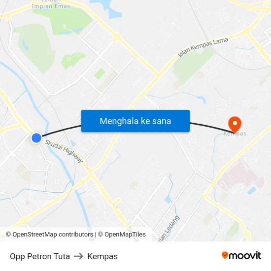 Opp Petron Tuta to Kempas map