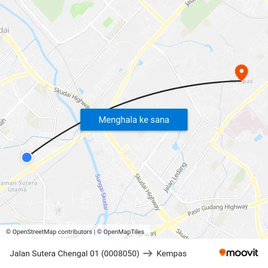Jalan Sutera Chengal 01 (0008050) to Kempas map